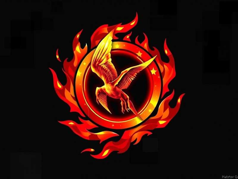 Katniss Everdeen with bow in The Hunger Games arena