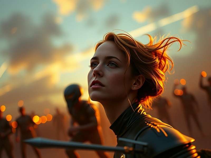 Teaser poster for the new Hunger Games movie featuring a symbolic mockingjay pin at sunrise