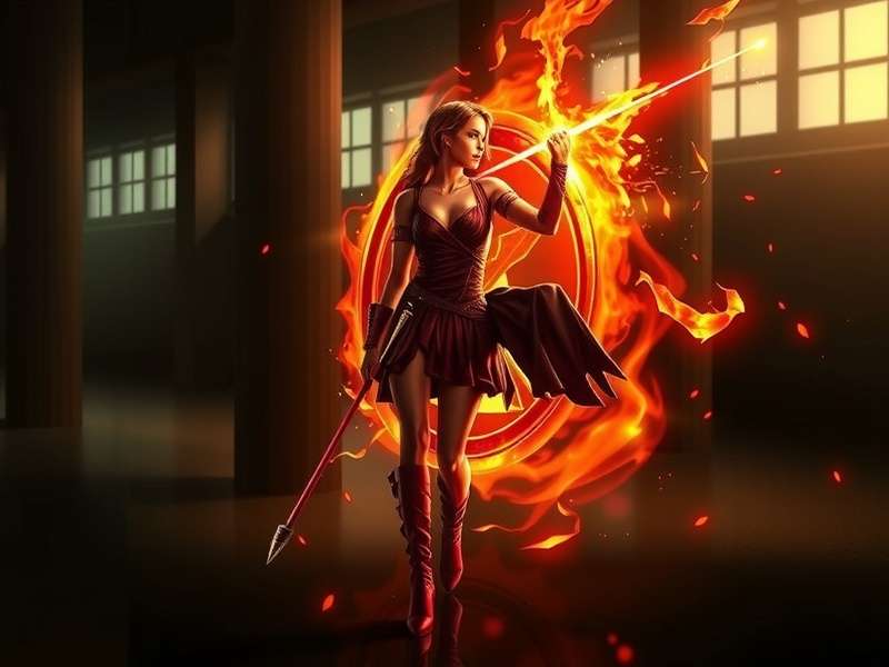 The Hunger Games book cover with analysis overlay showing themes and symbols