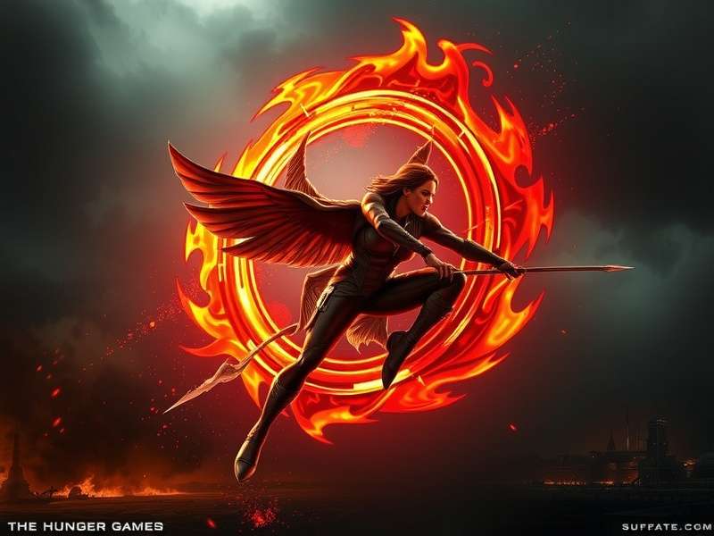 Jennifer Lawrence as Katniss Everdeen aiming her bow in The Hunger Games film