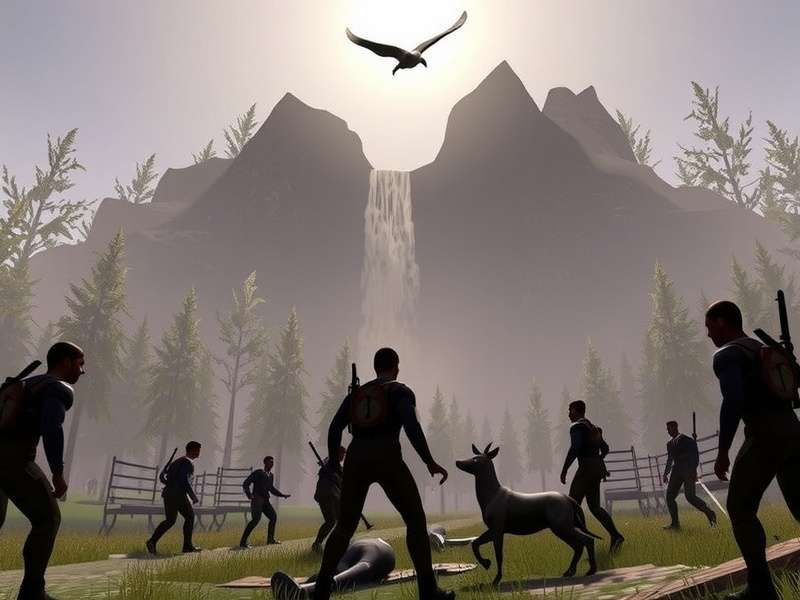 A dynamic visualization of the Hunger Games simulator arena with tributes and environments