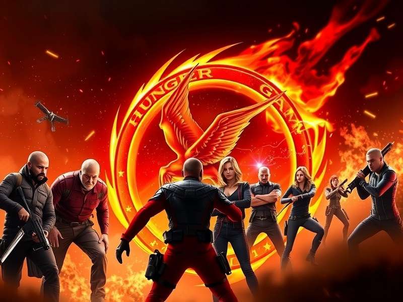 The Hunger Games Arena with tributes fighting