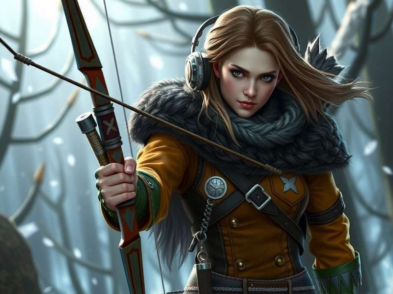 Katniss Everdeen as the Mockingjay, holding her iconic bow with a determined expression