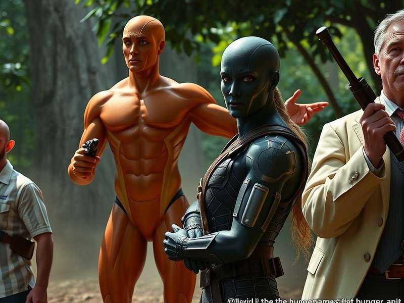 Jennifer Lawrence as Katniss Everdeen holding her bow