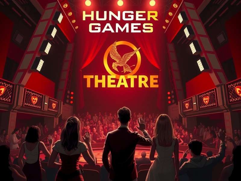 Concept art of a futuristic Hunger Games arena with towering structures and diverse biomes