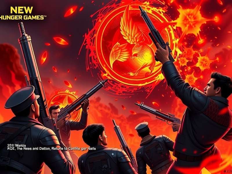 Concept art of the New Hunger Games arena showing a biomechanical forest with Capitol technology