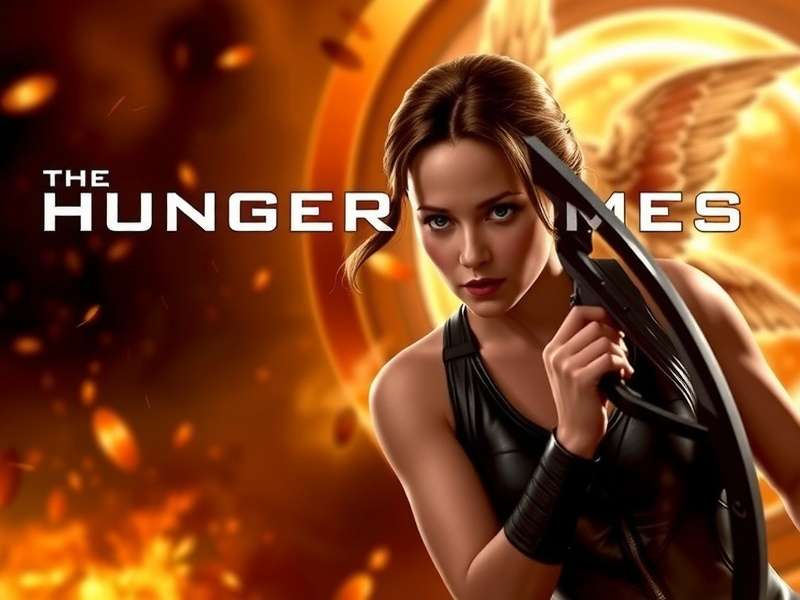 Infographic showing the order of The Hunger Games movies: The Hunger Games, Catching Fire, Mockingjay Part 1 & 2, and The Ballad of Songbirds and Snakes