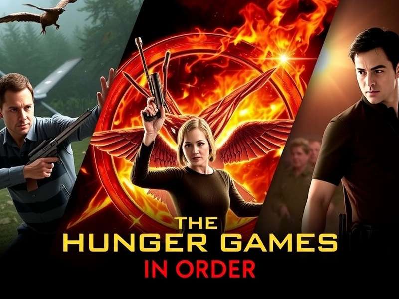The Hunger Games movie series collage featuring Katniss Everdeen and Coriolanus Snow