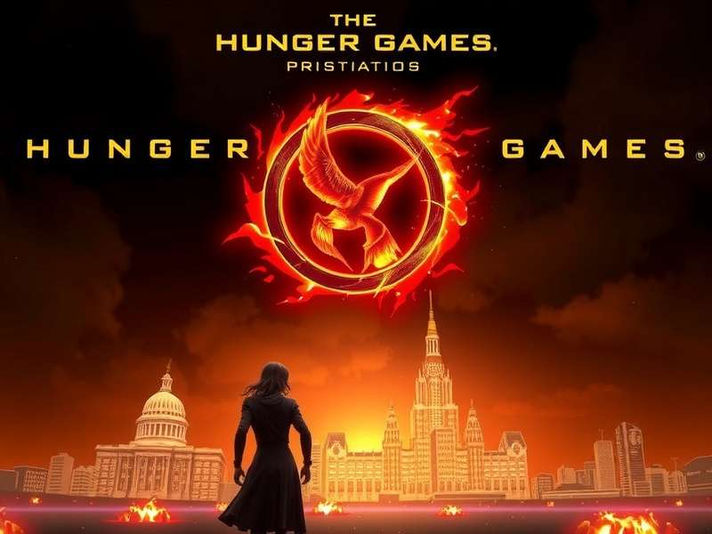 Katniss Everdeen holding her bow in a tense moment from The Hunger Games