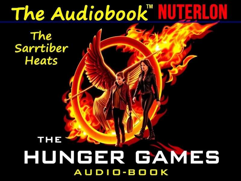 The Hunger Games Audiobook cover art with headphones and the mockingjay symbol