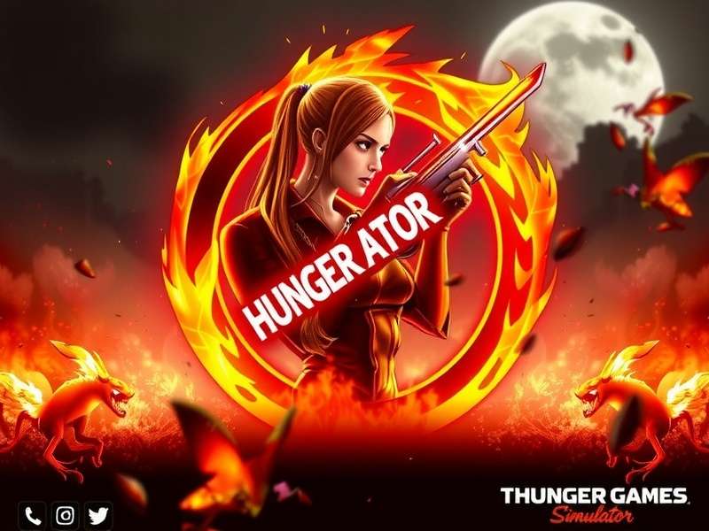 The Hunger Games Simulator arena interface showing tributes and district emblems