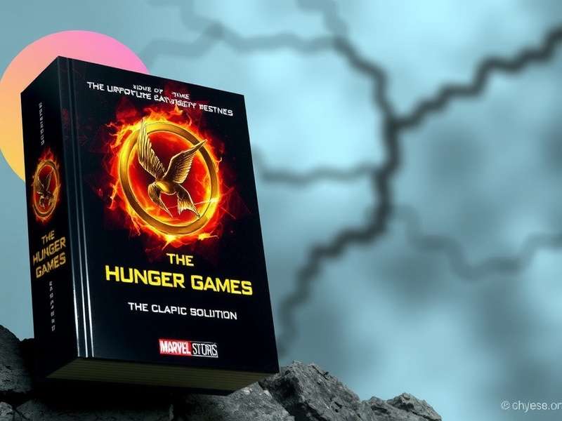 The Hunger Games book cover art featuring Katniss Everdeen with the mockingjay pin and the iconic Panem seal
